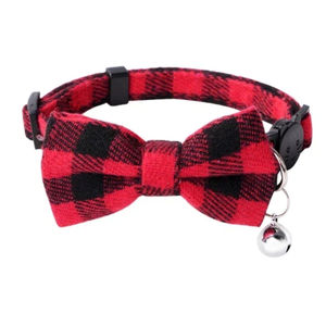 PUPE Modern Cartoon Multi Color Small Cat & <b>Dog</b> Training Collar <b>Bow</b> Tie Bells Soft Adjustable Breakaway Buckle Corduroy Ribbons - Product Image 5