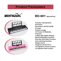 OEM Factory Direct Wholesale BD601 61 Keys Digital Piano Portable Keyboard Instruments for Children Compact Design Lightweight