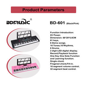 BD MUSIC BD-601 Orgue électrique portable 61 touches <span class=keywords><strong>Piano</strong></span> numérique Instruments de musique <span class=keywords><strong>Clavier</strong></span> électronique pour enfants - Product Image 4