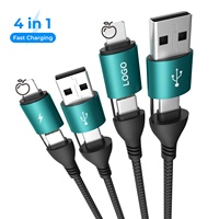 Cable de Carga Rápida 4 en 1 5A con Molde Privado OEM, Cable USB Tipo-C Trenzado de Nailon Personalizable para Computadora, Auriculares, Cámara, con Certificaciones CE, FCC y RoHS