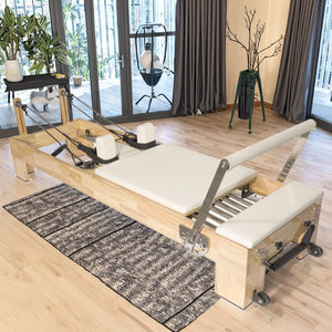 Lit de Pilates Reformer en <span class=keywords><strong>bois</strong></span> d'érable <span class=keywords><strong>blanc</strong></span> de qualité supérieure pour studio commercial, vente en gros - Product Image 1