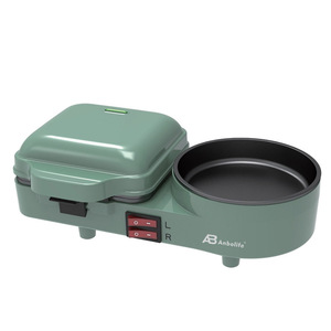 Anbolife Appareil de petit-déjeuner multifonction 3-en-1 <span class=keywords><strong>électrique</strong></span> antiadhésif facile à nettoyer : Grille-sandwich, Grill et Mijoteuse pour la maison - Product Image 2