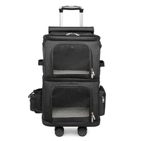 Poussette pour chat avec porte-bébé sur roues, deux animaux de compagnie, sacs séparés, double couche, sac à dos portable, grande capacité, chariot pour chiot