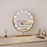 Miroir de maquillage intelligent à capteur tactile rond avec 12 ampoules LED dimmables, écran LED et cadre métallique personnalisé