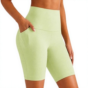 Shorts de cycliste pour femme fabriqués par OEM avec poches - Taille haute, effet ventre plat, pour yoga, entraînement, course à pied, gym, en Spandex - Product Image 1