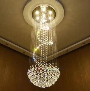 Very Long Hanging Staircase Pendant Lights Modern Spiral Sphere <b>Crystal</b> Drop <b>Chandelier</b> Light - Product Image 1