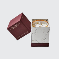 Boîte cadeau personnalisée pour bougie bordeaux, emballage de luxe en carton rigide pour bougie parfumée avec insert imprimé marbre