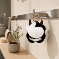 Porte-clés en fourrure de vison véritable en gros, breloque de sac mignonne, pendentif en peluche moelleux, porte-clés en fourrure douce Kawaii, 5 couleurs, personnalisable OEM, 10 cm