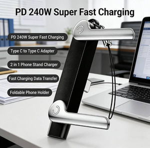 Adaptateur de chargeur de bureau USB-C 240W avec support, câble de données Type C vers Type C et adaptateur de voyage pour téléphones portables - Product Image 5