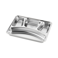 Plateau en acier inoxydable 304/201, 4 à 5 compartiments, plateau rectangulaire classique en métal pour servir des en-cas lors de fêtes