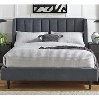Lit de lit en cuir contemporain, cadre de lit double moderne en cuir contreplaqué, pas cher, offre spéciale