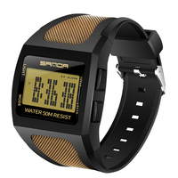 SANDA 222 nouveau design spécial hommes montre numérique original bande de Silicone rectangle chronographe résistant à l'eau montre-bracelet lumineuse