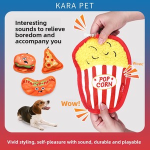 Jouets pour chiens résistants aux morsures, adaptés à la dentition, divertissants, anti-ennui, émettant des sons, design réaliste hamburger et frites - Product Image 2