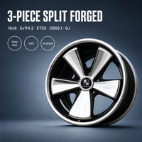Jantes forgées 3 pièces 5 branches argentées 18x9 5x114.3 ET30 6061 T6 sur mesure à déport profond pour Porsche