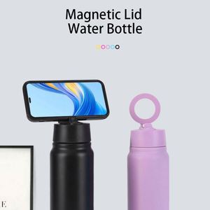 Botella de Agua Deportiva con Aislamiento al Vacío de Acero Inoxidable, Logotipo Personalizado, Tapa Magnética con Soporte para Teléfono, para Ciclismo, Gimnasio y Actividades al Aire Libre - Product Image 3