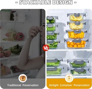 24個入りガラス製ミールプレップ容器、再利用可能なガラス製食品保存容器（蓋付き）、冷凍庫、電子レンジ、食洗機対応 - Product Image 6