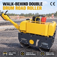 Rouleau compresseur vibrant à double tambour de 0,5 tonne pour le compactage de l'asphalte avec moteur diesel et transmission hydraulique, petite machine de construction