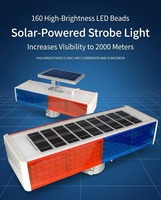 Balise de sécurité solaire extérieure étanche à LED rouge clignotante, avec trépied et fixation sur colonne réfléchissante, pour cône de signalisation