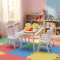 Ensemble de table et de chaises miniatures mignonnes de style dessin animé, meubles de maison de poupée, modèle de scène de jeu d'imitation, cadeau pour enfants