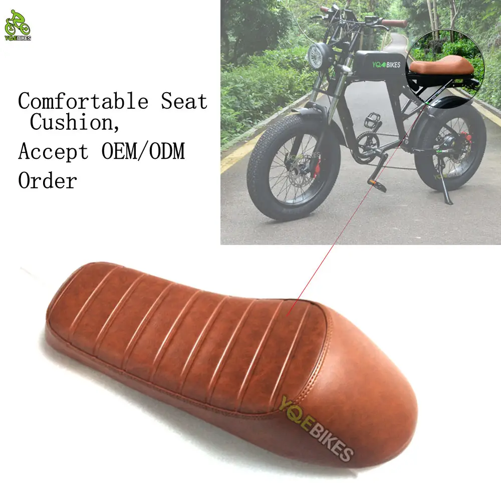 YQEBIKES-sillín de bicicleta de cuero PU, cómodo, resistente al agua, funda de asiento largo, cojín, pieza de bicicleta de carretera
