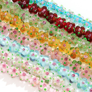 Perles de verre en forme de rose NANTONG 15 mm, peintes à la main, fleurs de prunier, accessoires de bijoux DIY - Product Image 5