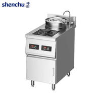 Cuisinière à induction double plaque chauffante autonome avec armoire de rangement, en acier inoxydable, pour usage commercial