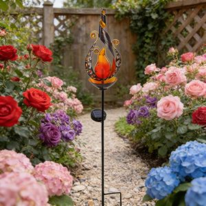 Lampes solaires de jardin personnalisées Yuandian, lumières de chemin à flamme simulée LED certifiées CE FCC RoHS, lampe de pelouse pour jardin, cour, <span class=keywords><strong>terrasse</strong></span> - Product Image 4