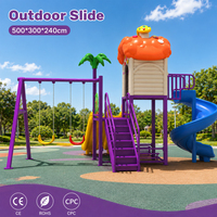 Équipement de terrain de jeux extérieur pour enfants, toboggan en plastique commercial, balançoire, imperméable, non toxique, taille personnalisable pour hôtel, complexe hôtelier