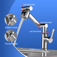 Robinet de lavabo moderne à bras mécanique pivotant, eau froide, double fonction, finition chromée plastique, valve en céramique, montage sur plan 1