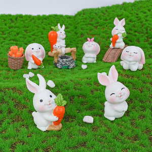 Dessin animé mignon lapin jardinage petit animal résine accessoires artisanat personnalisé maison micro paysage ornement vente en gros - Product Image 1