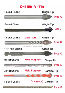 Suborui 5-12mm Hex Shank Cross Carbide tip 6mm Kính gạch khoan <span class=keywords><strong>bit</strong></span> cho sứ thủy tinh Gạch gốm khoan - Product Image 5