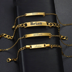 Braccialetti Personalizzati con Incisione Laser in Acciaio Inossidabile Placcato <span class=keywords><strong>Oro</strong></span> Impermeabile PVD Gioielli Carini per Bambini Braccialetto Vuoto - Product Image 1