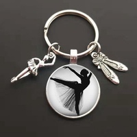 Porte-clés Cabochon en Verre Chaussures de Ballet avec Breloques Ballerine et Chaussures de Danse, Cadeaux Souvenirs Studio de Danse, Accessoires de Danse