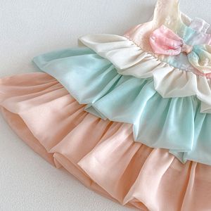 Nuevo Vestido de Tul Degradado con Lazo para Niñas, Diseño de <span class=keywords><strong>Princesa</strong></span>, Moda de Verano 2026 - Product Image 5