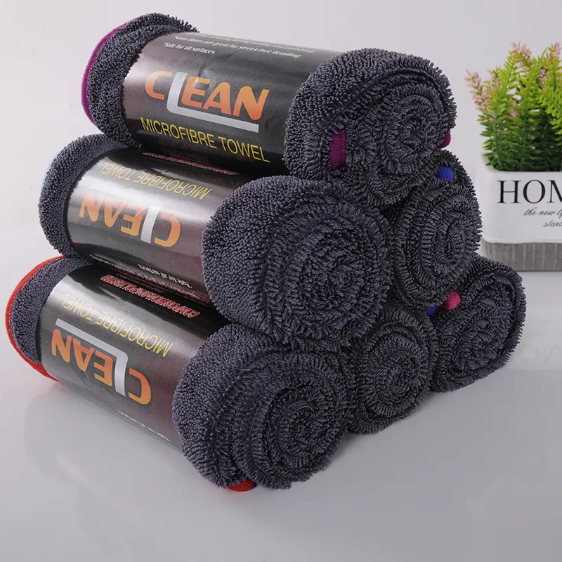 600GSM 16*24 inches 40*60cm Twisted Loop Microfiber Car Drying Towel Customize Various Packaging Car Wash Towels