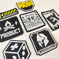 Badge brodé pour vêtements, auto-adhésif, sans couture, patch brodé, autocollant en tissu pour veste, matière Sashtub, origine Chine