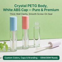 Conteneur cosmétique transparent personnalisé, emballage en plastique cylindrique vide, étiquette privée, tubes à gloss à lèvres, PETG ABS PP, OEM ODM prêt à l'emploi