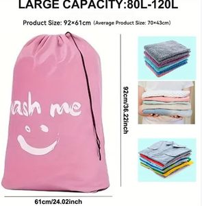 Sac de voyage extra large imprimé et lavable pour vêtements sales, organisateur de linge en nylon avec cordon de serrage pour le camping - Product Image 2