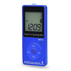 Mini radio AM FM portable rechargeable, réglage numérique stéréo bleu, avec écouteurs, lecteur MP3 pour la course à pied - Product Image 1