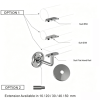 Vis de serrage ronde en acier inoxydable micro-brossé avec joint noir pour montage de panneaux de garde-corps en verre pour escaliers et centres commerciaux, résistant à la rouille