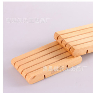Jabonera de madera rectangular con drenaje automático para montaje en pared para baño o aseo - Product Image 3