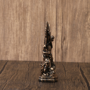 13CM San Miguel Arcangel Statue St <strong>Michael</strong> Statue in Bronzed Resin <strong>Craft</strong> - Product Image 2