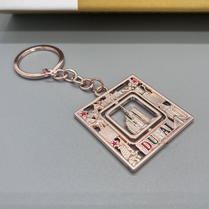 Llavero Giratorio Cuadrado de Recuerdo Turístico de Dubái de <span class=keywords><strong>Metal</strong></span> Personalizado, Llavero Giratorio de Oro Rosa - Product Image 4