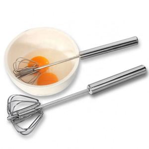 Batidor de Huevos Semiautomático de Acero Inoxidable, Mezclador de Huevos Giratorio, Batidor de Huevos Tipo Prensa - Product Image 1