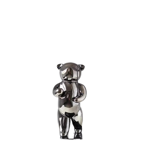 SAFA INTERNATIONAL FS - Oso de Peluche Decorativo de Resina Plateada y Negra, Diseño Moderno, para Mesa, Hogar, Hotel, Sala de Estar - Product Image 1
