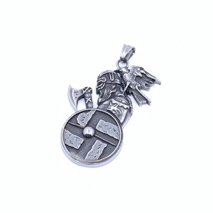 Viking Raven Warrior Pendant Stainless Steel Shield Axeman Themed Men's <b>Necklace</b> Gift 216075 - Product Image 4