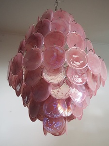Lampadario Moderno in Vetro Rosa Fatto a Mano, Luci Sospese Regolabili in Altezza per Decorazione Casa, Ristorante, Hotel - Product Image 3