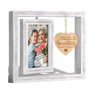 Marco de Fotos Giratorio de Madera de Pino Ecológico, Artesanía Tradicional, Impresión Tipográfica para Decoración del Hogar o Escritorio - Product Image 1