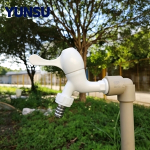 YUNSU Outdoor Plastic Water Faucet <b>Single</b> Handle White Modern Garden <b>Tap</b> DN15 1/2 Inch - Product Image 1