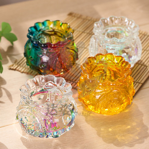 Pot à monnaie en verre cristal, sac porte-bonheur jaune, décoration d'intérieur porte-bonheur, cadeau - Product Image 1